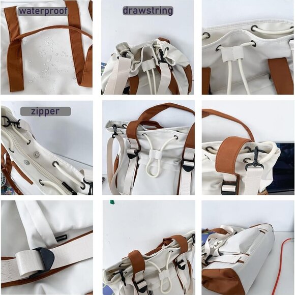 Shoulder Tote Bag Nylon Multipocket Casual for Travel Work Unisex - Picture 3 of 7